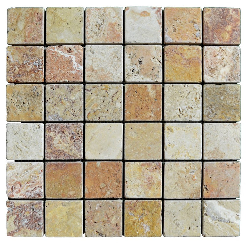 Atlantic Stone Source Mosaic Tiles 2 x 2 12" x 12"-Marble Mosaic-Atlantic Stone Source-Antique Blend Travertine-12" x 12"-State Tile