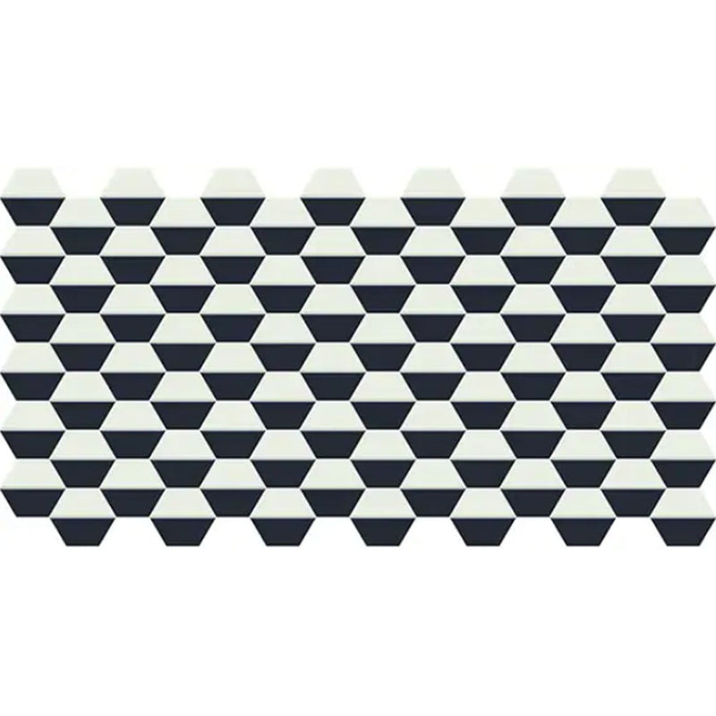 Daltile Keystones Balanced Hex 1 x 2 13" x 24.75"-Porcelain Mosaic-Daltile-Arctic White | Black-13" x 24.75"-State Tile