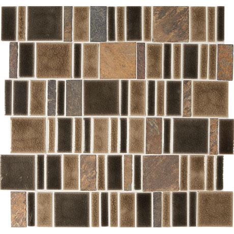 Marazzi Midpark Mosaics 12.57" x 13.37"-Glass & Stone Mosaic-Marazzi-Bark-12.57" x 13.37"-State Tile