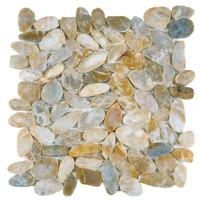 Bati Orient Pebbles Sliced Polished 12" x 12"-Natural Stone Mosaic-Bati Orient-Beige Polished-12" x 12"-State Tile