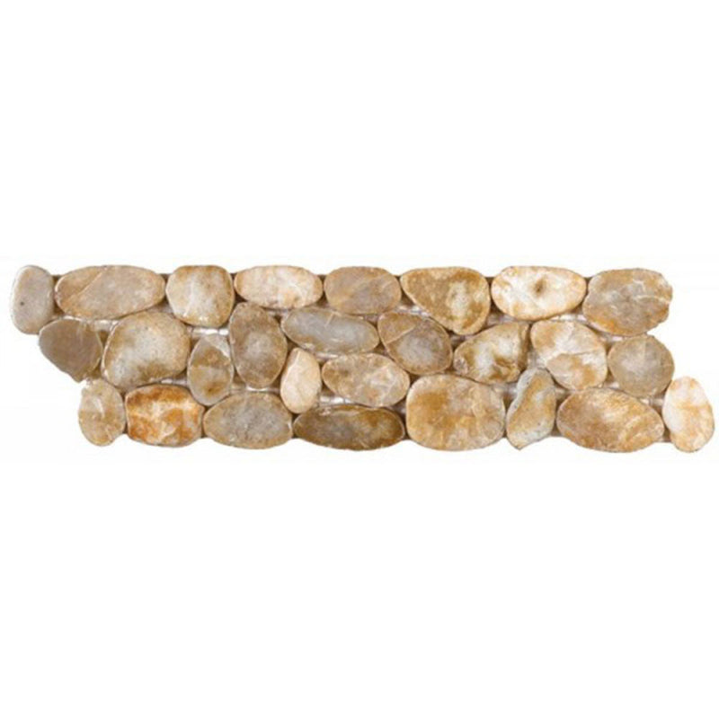 Bati Orient Pebbles Sliced Polished Border 4" x 12"-Natural Stone Mosaic-Bati Orient-Beige-4" x 12"-State Tile
