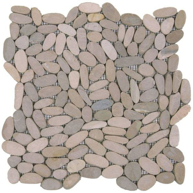 Bati Orient Pebbles Sliced Matte 12" x 12"-Natural Stone Mosaic-Bati Orient-Beige Matte-12" x 12"-State Tile