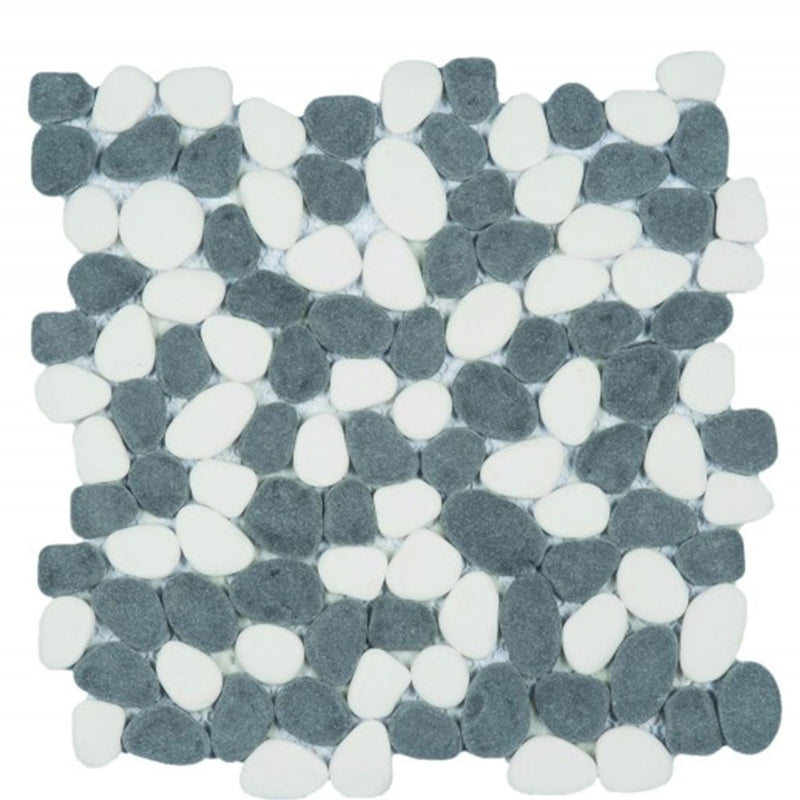 Bati Orient Reconstituted Pebble 12" x 12"-Natural Stone Mosaic-Bati Orient-Black | White-12" x 12"-State Tile