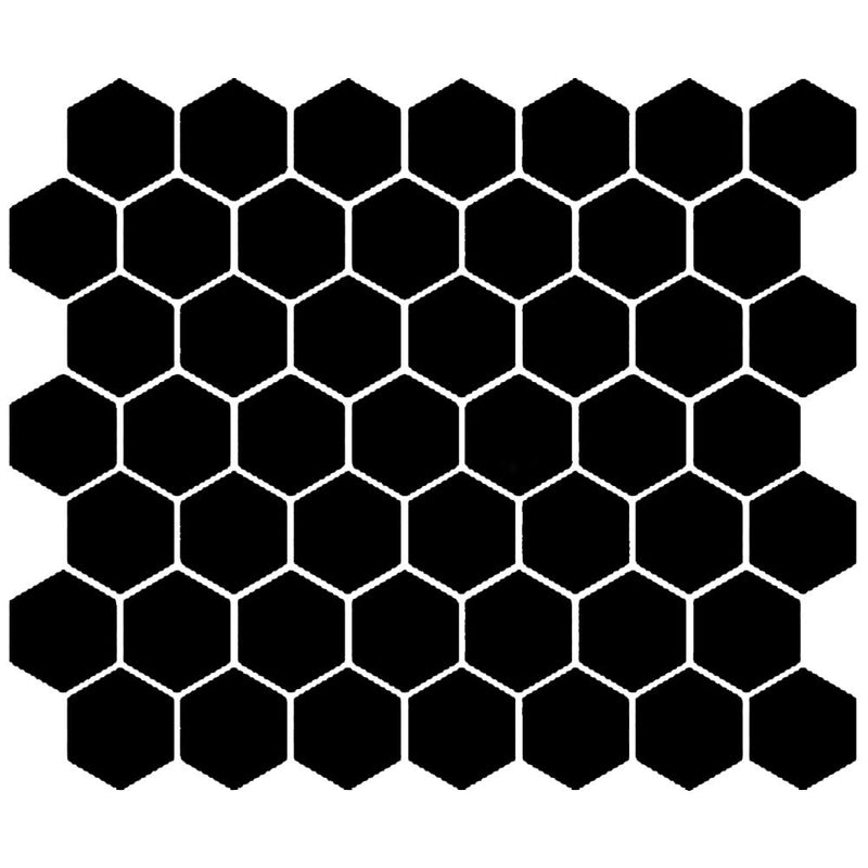 American Olean Color Story Mosaic Hex 1.5" 10.25" x 11.63"-Ceramic Mosaic-American Olean-Black-10.25" x 11.63"-State Tile
