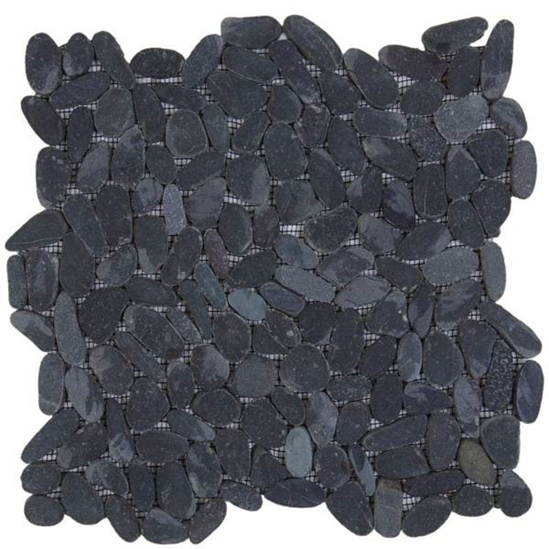 Bati Orient Pebbles Sliced Matte 12" x 12"-Natural Stone Mosaic-Bati Orient-Black Matte-12" x 12"-State Tile