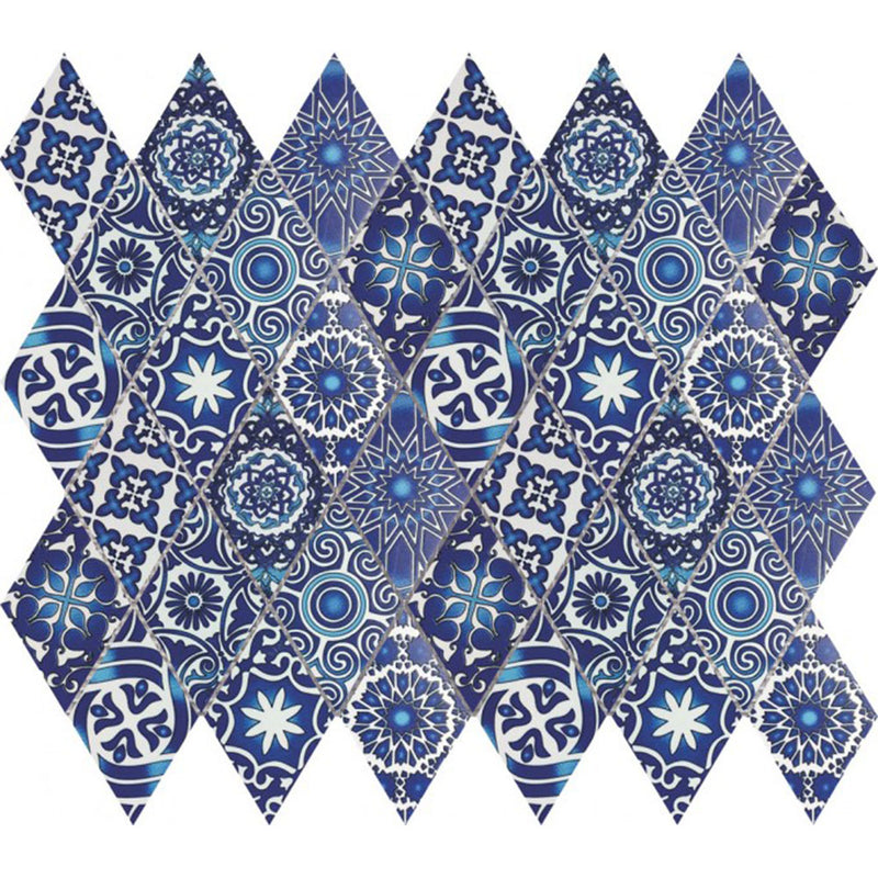 Bati Orient Patchwork Diamond 11.8" x 11.8"-Ceramic Mosaic-Bati Orient-Blue-11.8" x 11.8"-State Tile