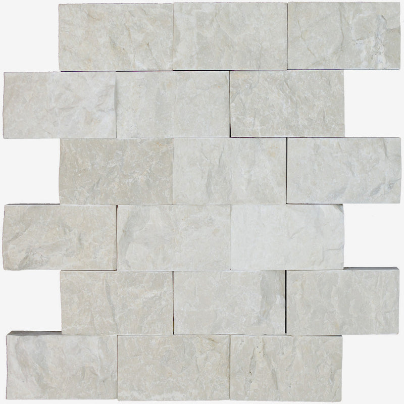 Atlantic Stone Source Mosaic Tiles Split Faces 2 x 4 12" x 12"-Marble Mosaic-Atlantic Stone Source-Botticino Marble-12" x 12"-State Tile