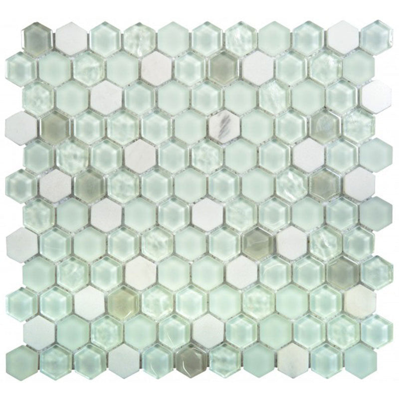 Bati Orient Mix Mosaic 12" x 12"-Stone & Glass Mosaic-Bati Orient-Glass Marble White Matte Glossy-12" x 12"-State Tile