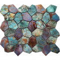 Bati Orient Hexagon Mix Metallic 11.4" x 12.2"-Metal Mosaic-Bati Orient-Green Rust-11.4" x 12.2"-State Tile
