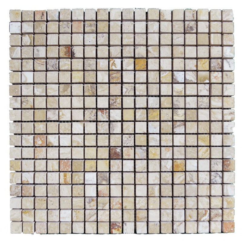 Atlantic Stone Source Mosaic Tiles 1 x 1 12" x 12"-Marble Mosaic-Atlantic Stone Source-Leonardo Travertine-12" x 12"-State Tile