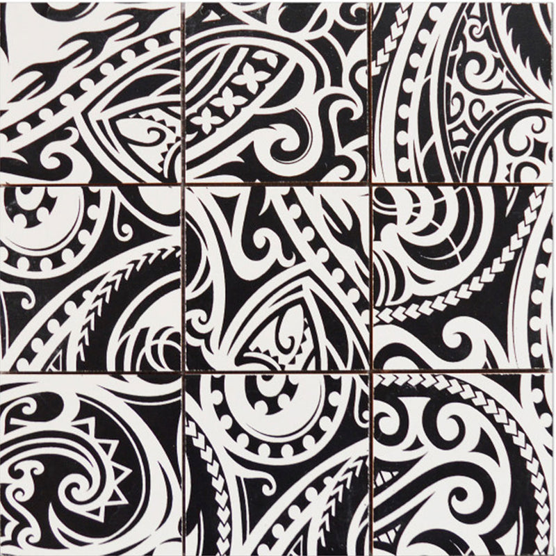 Bati Orient Maori Native 11.8" x 11.8"-Ceramic Mosaic-Bati Orient-Black | White-11.8" x 11.8"-State Tile