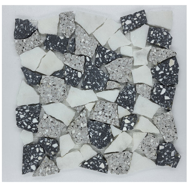 Bati Orient Mini Opus Terrazzo 12" x 12"-Marble Mosaic-Bati Orient-White | Grey | Black-12" x 12"-State Tile