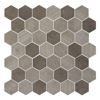 Daltile Limestone 2" HEX 12" x 13"-Limestone Mosaic-Daltile-Moselle Gris Blend-12" x 13"-State Tile