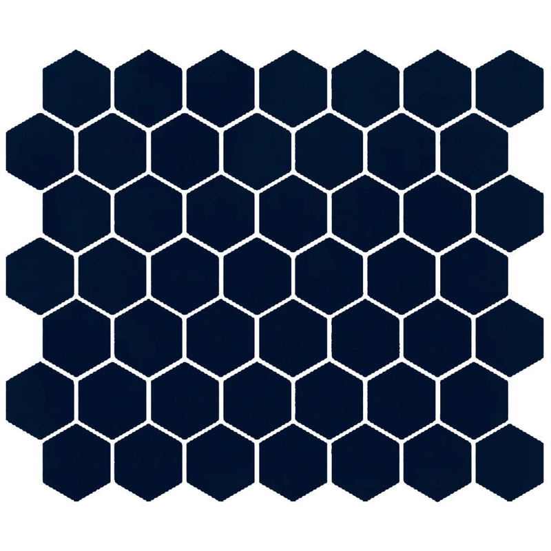 American Olean Color Story Mosaic Hex 1.5" 10.25" x 11.63"-Ceramic Mosaic-American Olean-Navy-10.25" x 11.63"-State Tile