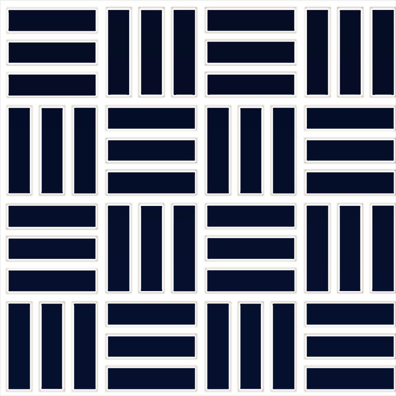 Daltile Color Wheel Mosaic Weave 1 x 3 12" x 12"-Ceramic Mosaic-Daltile-Navy-12" x 12"-State Tile