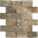 Atlantic Stone Source Mosaic Tiles Split Faces 2 x 4 12" x 12"-Marble Mosaic-Atlantic Stone Source-Noce Travertine-12" x 12"-State Tile