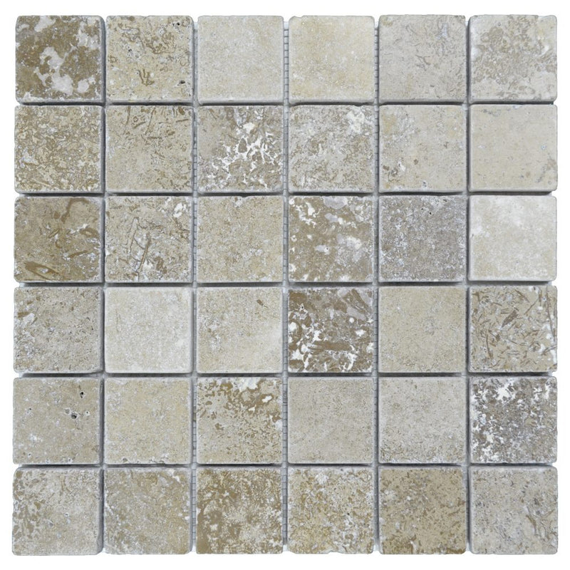 Atlantic Stone Source Mosaic Tiles 2 x 2 12" x 12"-Marble Mosaic-Atlantic Stone Source-Noce Travertine-12" x 12"-State Tile
