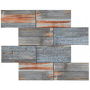 Bati Orient Rust Industrial 11.8" x 11.4"-Ceramic Mosaic-Bati Orient-Linear Relief Pattern-11.8" x 11.4"-State Tile