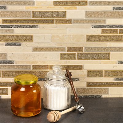 Soho Studio Art Glass 11.75" x 11.75" Botanical Crema Marfil