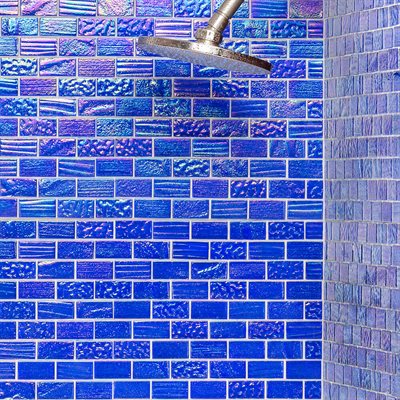 Soho Studio Aqueous 12.12" x 12.75" Iridescent Blue Bricks