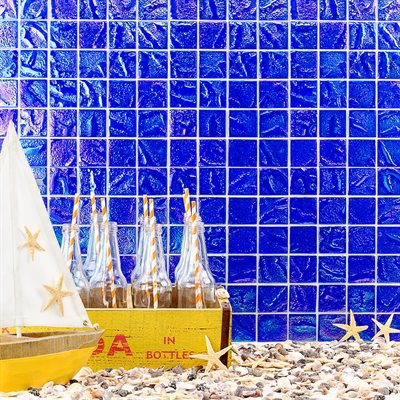 Soho Studio Aqueous 2 x 2 11.75" x 11.75" Iridescent Blue Squares