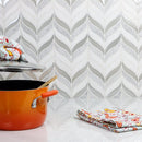 Soho Studio Botanic Winter 8.46" x 11.81" White Carrara, White Thassos, Iridecent White Glass