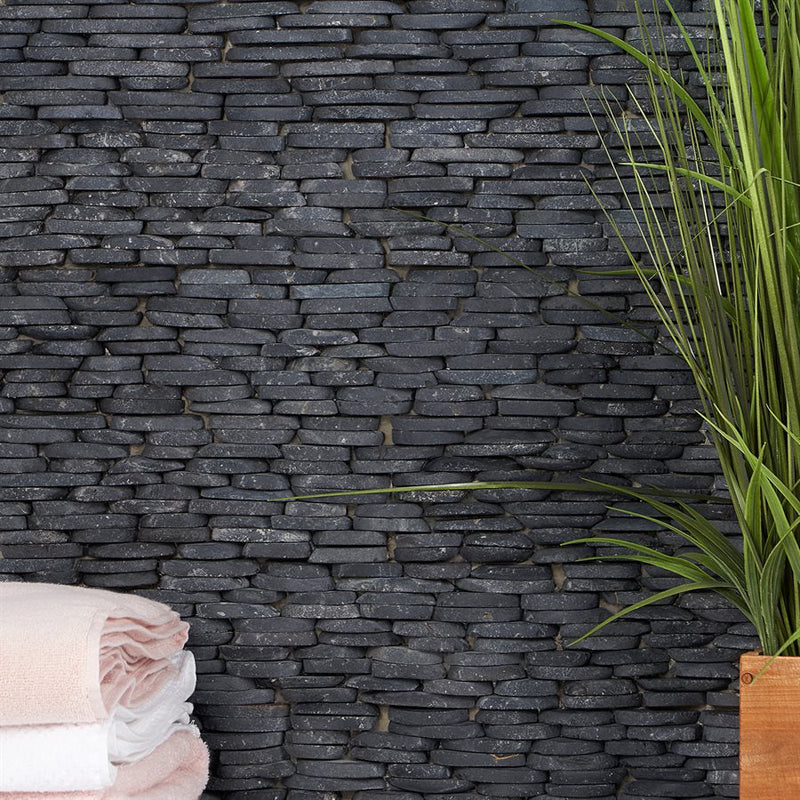 Soho Studio Pebblestone 4" x 10.75" Alor Black Stacked Sliced