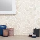 Soho Studio Pebblestone Oval 11.81" x 11.81" Lovina White Sliced Flat Oval