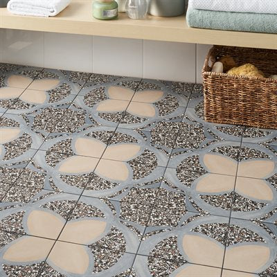 Soho Studio Frammenti 8" x 8" Fleur De Lis Nero Blue