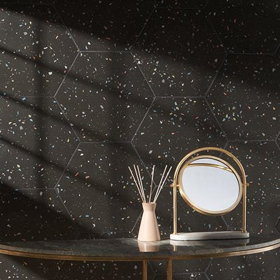 Soho Studio Wild Terrazzo 12.59" x 14.48" Multi Charcoal Graphite