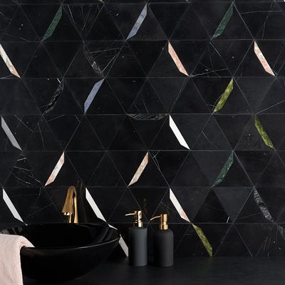 Soho Studio Wunder 12" x 20.5" Nero Gem-Nero Marquina with Multicolor Lines