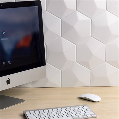 Soho Studio Hexagono 6" x 6" Piramidal Blanco