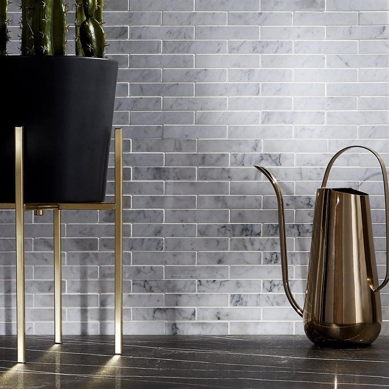 Soho Studio White Carrara Piano Brick 12" x 12" White Carrara