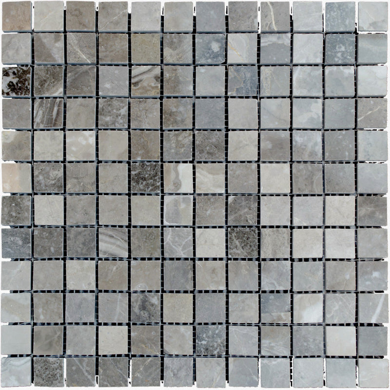Atlantic Stone Source Mosaic Tiles 1 x 1 12" x 12"-Marble Mosaic-Atlantic Stone Source-Silver Fantasy Marble-12" x 12"-State Tile