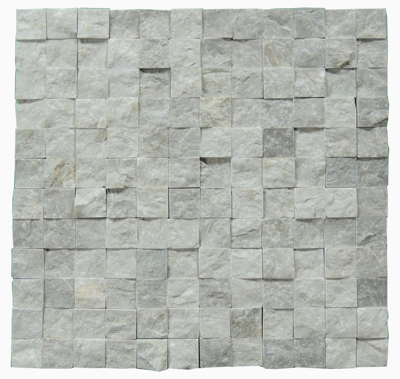 Atlantic Stone Source Mosaic Tiles Split Faces 1 x 1 12" x 12"-Marble Mosaic-Atlantic Stone Source-Silver Marble-12" x 12"-State Tile