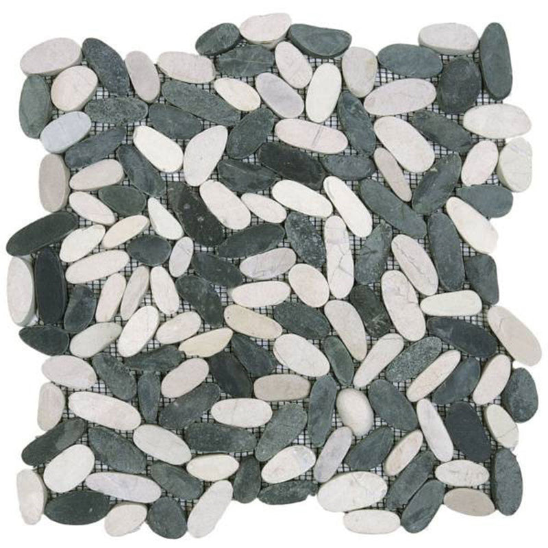 Bati Orient Pebbles Sliced Matte 12" x 12"-Natural Stone Mosaic-Bati Orient-White Black-12" x 12"-State Tile