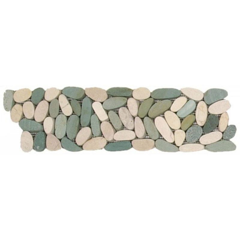 Bati Orient Pebbles Sliced Matte 4" x 12"-Natural Stone Mosaic-Bati Orient-White Green-4" x 12"-State Tile