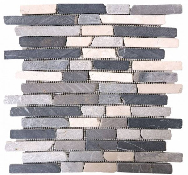 Bati Orient Marble Brick 11" x 12"-Marble Mosaic-Bati Orient-White Grey-11" x 12"-State Tile