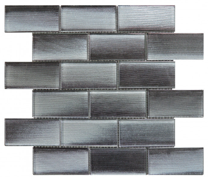Bati Orient Linear Brick Pattern 11.8" x 11.8"-Glass Mosaic-Bati Orient-Dark Grey-11.8" x 11.8"-State Tile