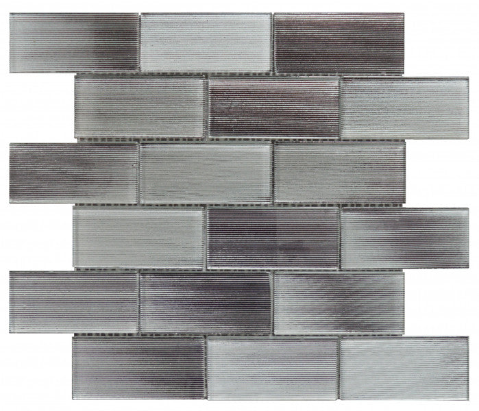 Bati Orient Linear Brick Pattern 11.8" x 11.8"-Glass Mosaic-Bati Orient-Light Grey-11.8" x 11.8"-State Tile