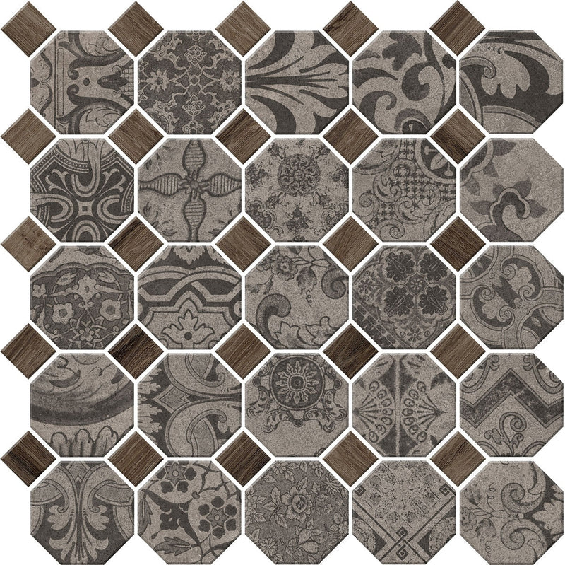 Daltile Rhetoric 12" x 12"-Porcelain Mosaic-Daltile-Composition Grey Mix-12" x 12"-State Tile