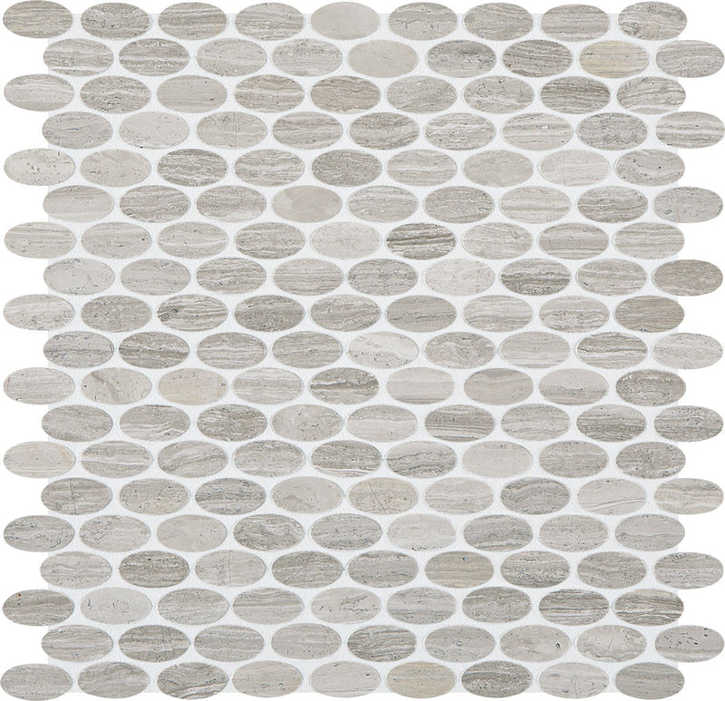 Daltile Limestone Mosaic 12" x 12"-Limestone Mosaic-Daltile-Chenille White Oval-12" x 12"-State Tile