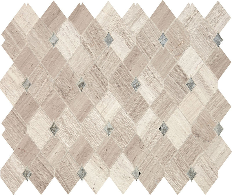 Daltile Lavaliere 10" x 12"-Stone & Glass Mosaic-Daltile-Chenille White Antique Mirror-10" x 12"-State Tile