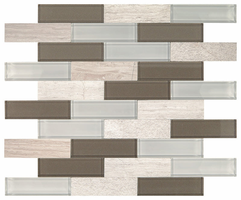 Daltile Simplystick Mosaix 11" x 11"-Stone & Glass Mosaic-Daltile-Chenille White And Glass Blend-11" x 11"-State Tile