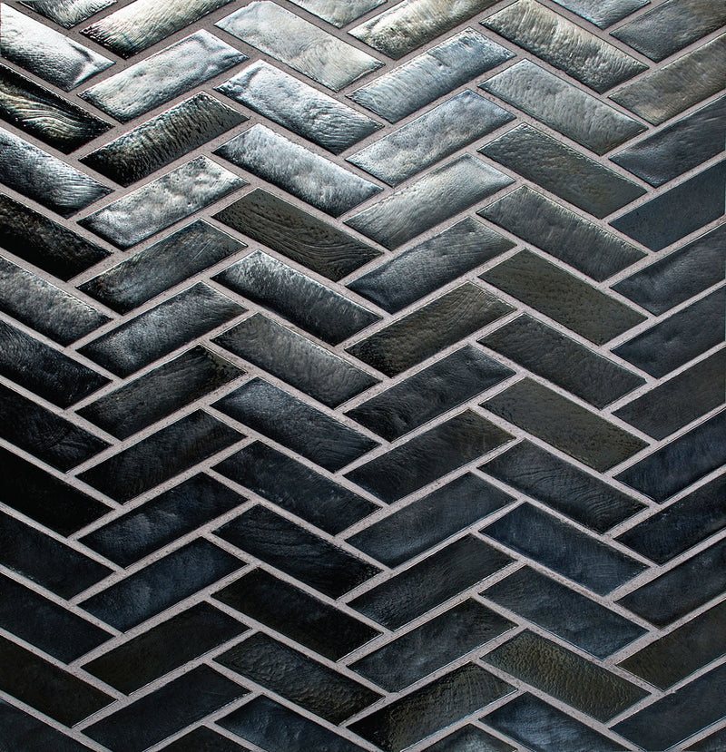 Daltile Illuminary Herringbone 12" x 12"-Glass Mosaic-Daltile-Pewter-12" x 12"-State Tile