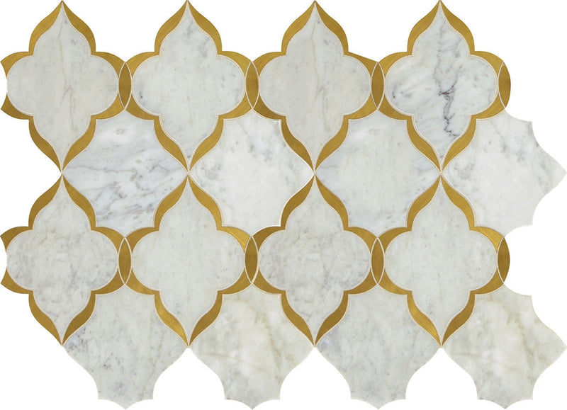 Daltile Lavaliere 9" x 13"-Natural Stone Mosaic-Daltile-Carrara White Brass-9" x 13"-State Tile