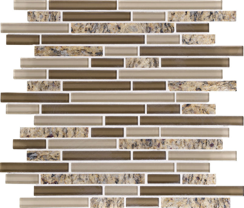 Daltile Granite Radiance Linear 12" x 13.75"-Stone & Glass Mosaic-Daltile-Santa Cecilia Blend-12" x 13.75"-State Tile