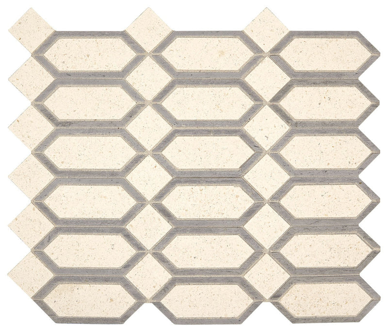Marazzi Castellina 13" x 15"-Natural Stone Mosaic-Marazzi-Linear Hex Beige Gray-13" x 15"-State Tile