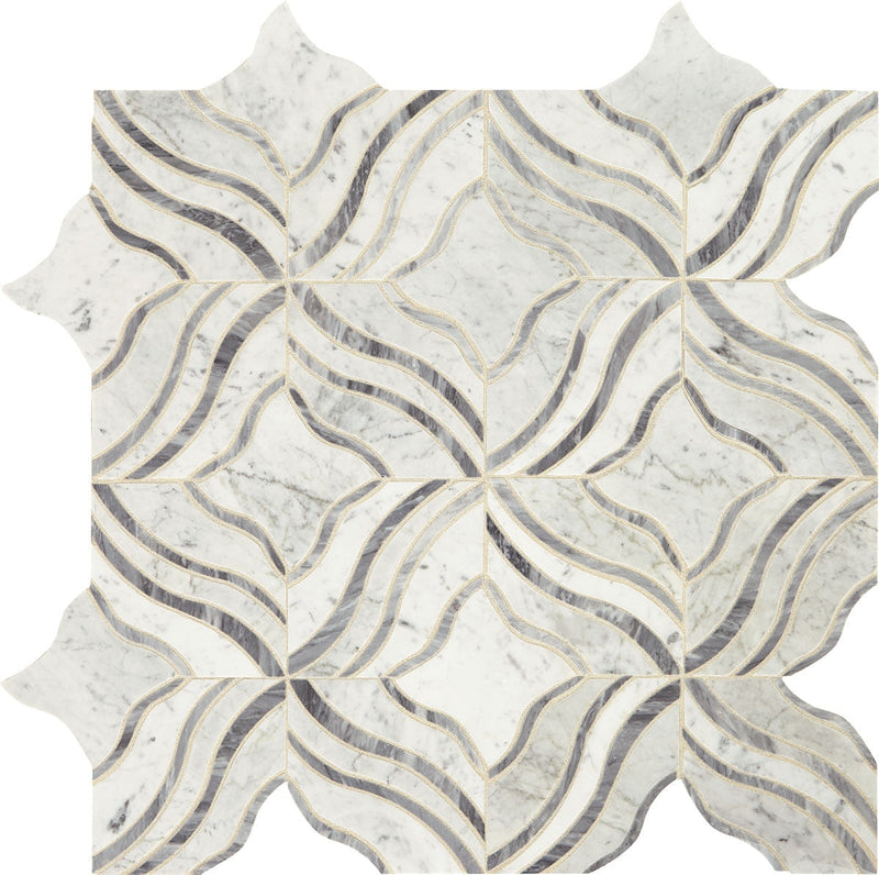 Daltile Lavaliere 11" x 11"-Natural Stone Mosaic-Daltile-Carrara White Bardiglio-11" x 11"-State Tile