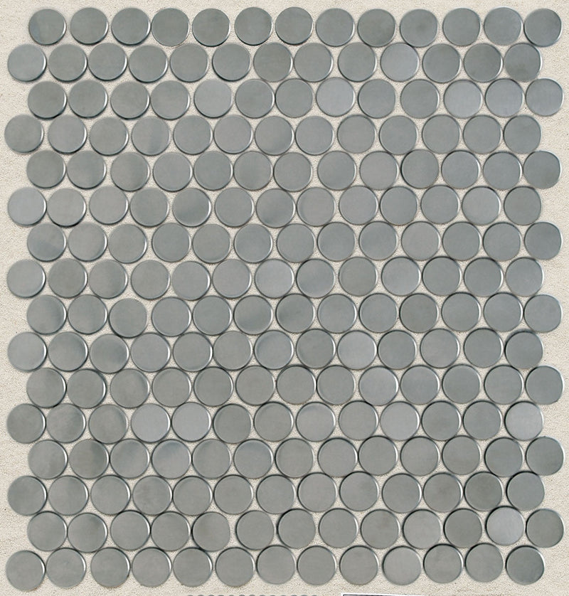 Daltile Metallica Penny Round 12" x 12"-Metal Mosaic-Daltile-Brushed Stainless Steel-12" x 12"-State Tile